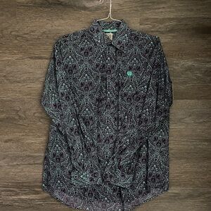 XS CINCH Men's Paisley Button-Down Shirt